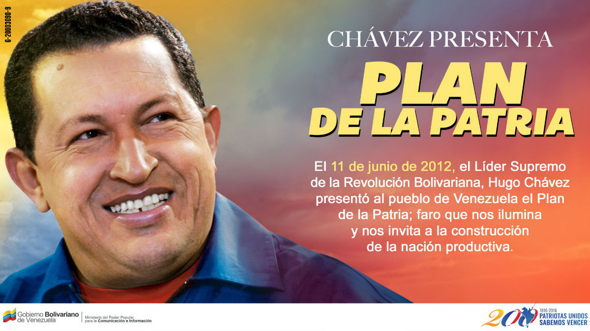 El «Plan de la patria» presentado por Hugo Chávez en 2012