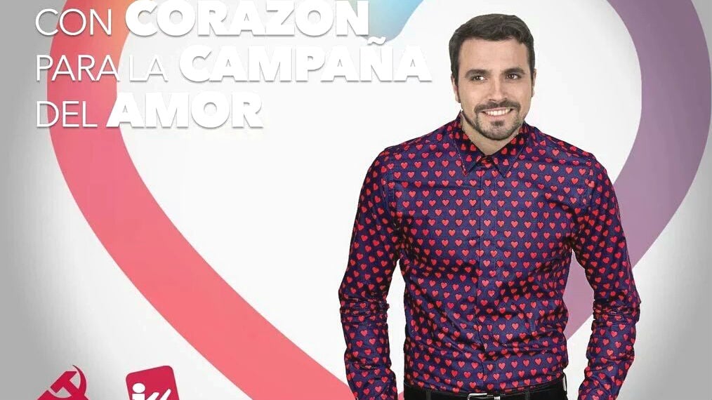 Alberto Garzón, en uno de los carteles electorales difundidos por Izquierda Unida