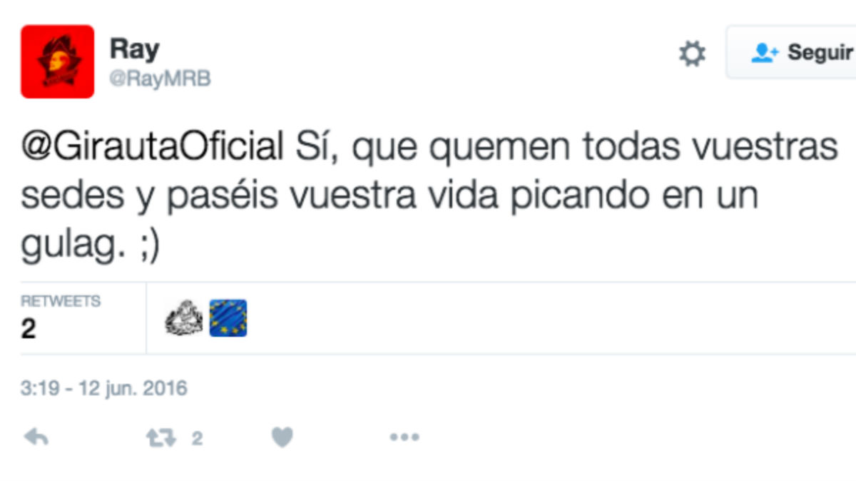 Amenazas al portavoz de Ciudadanos, Juan Carlos Girauta, en la red social Twitter