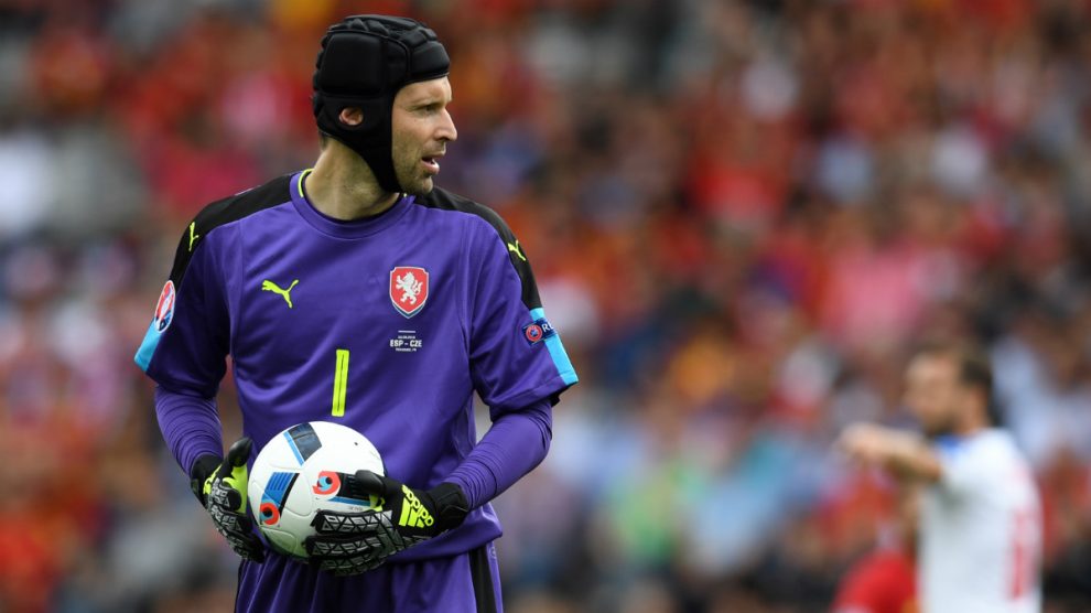Petr Cech durante el España-República Checa en la Eurocopa. (AFP)