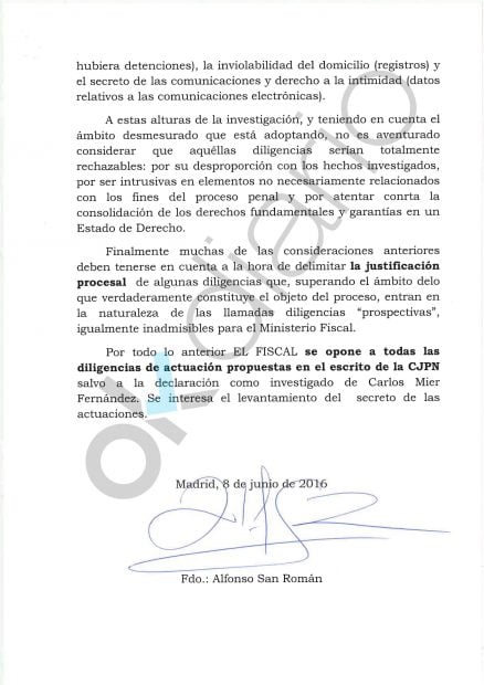 Escrito de la Fiscalía.