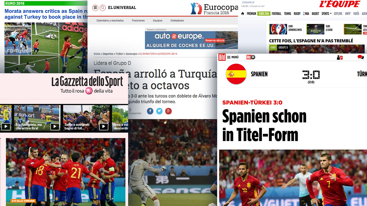 Los medios de comunicación internacional aplauden el fútbol de España.