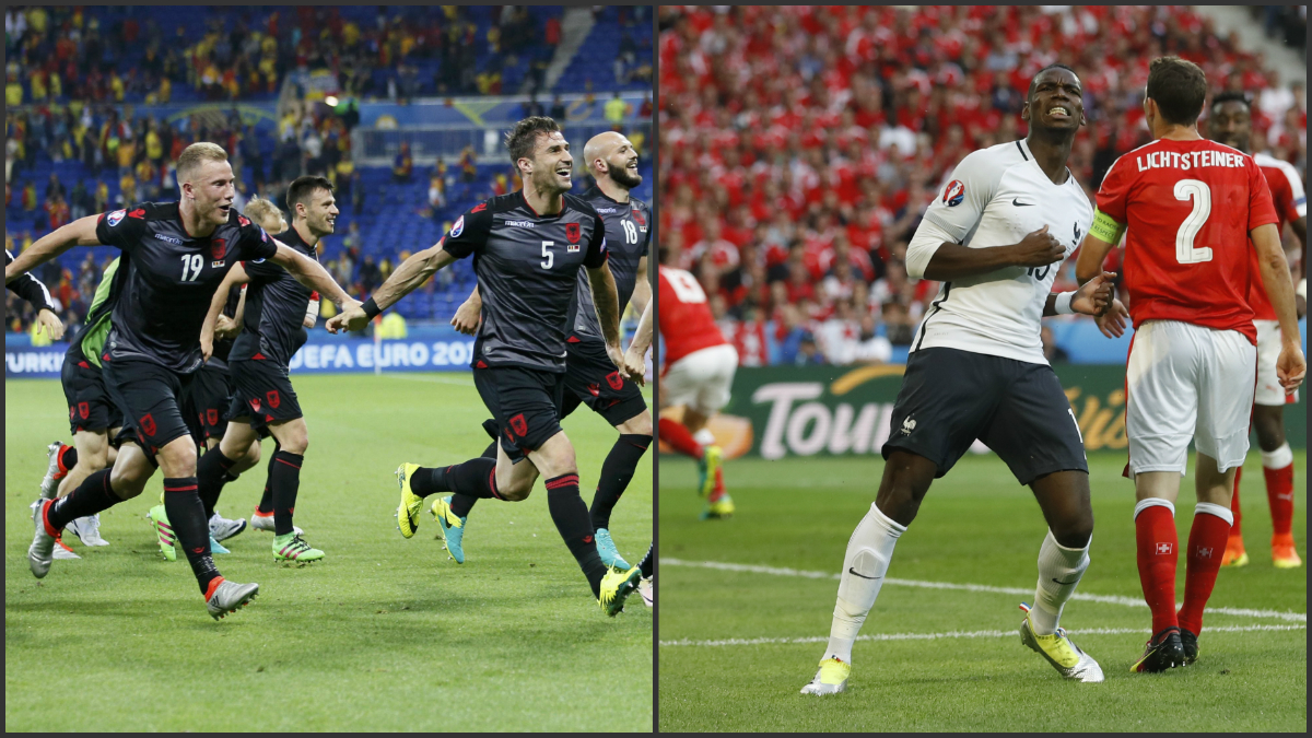 Albania celebra su triunfo y Pogba lamenta una ocasión fallada ante Suiza. (Reuters)