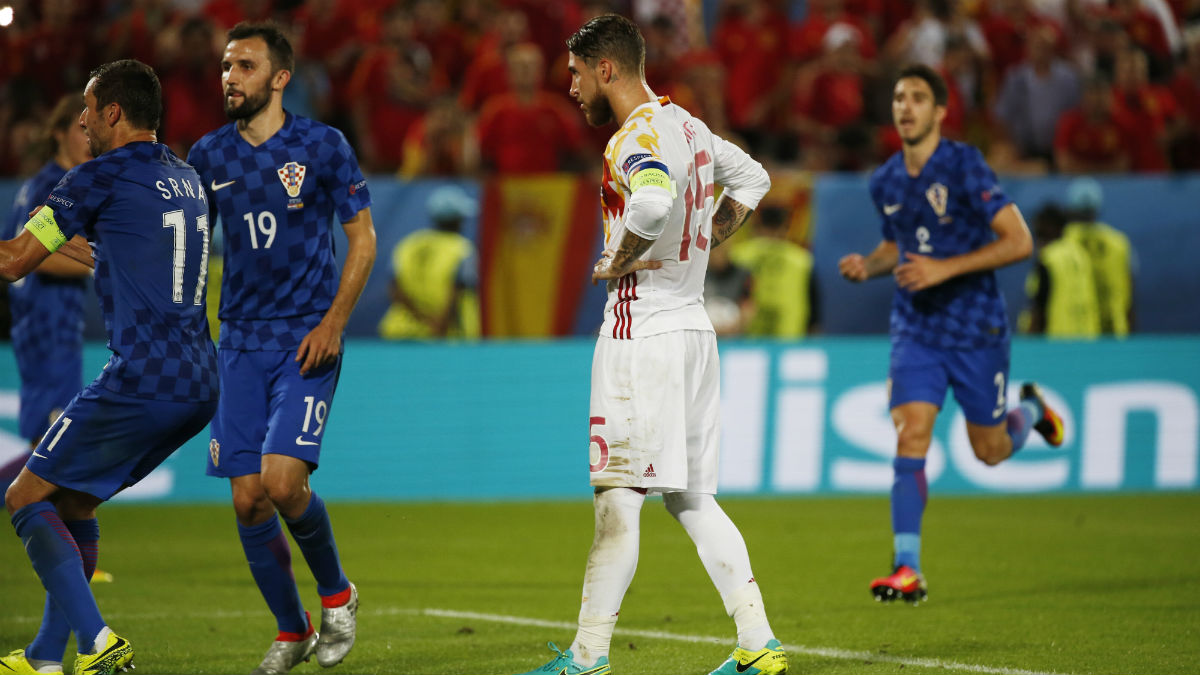Sergio Ramos falló el penalti contra Croacia. (reuters)