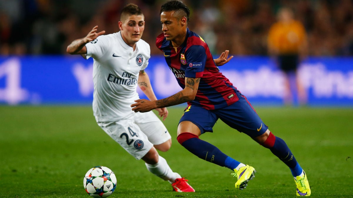 Neymar, en un partido contra el PSG. (Getty)