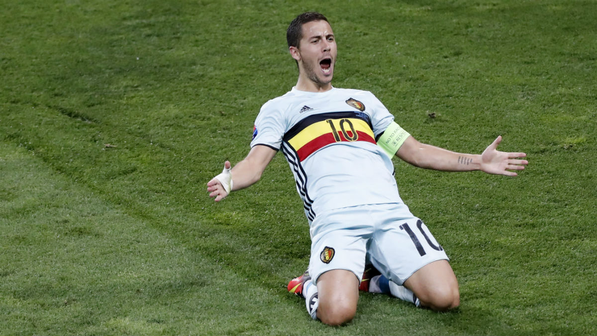 Hazard celebra su gol ante Hungría. (Reuters)