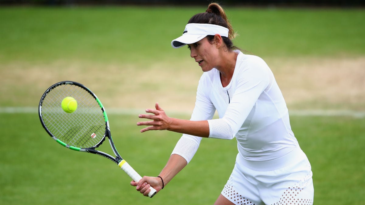 Garbiñe Muguruza durante un partido en Wimbledon. (AFP)