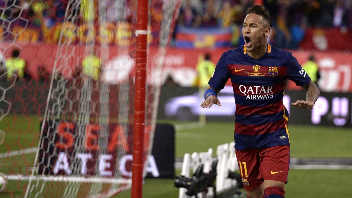 Neymar celebra un gol con el Barça. (AFP)