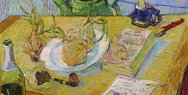 Nauraleza muerta con plato de cebollas, del artista holandés Van Gogh. 