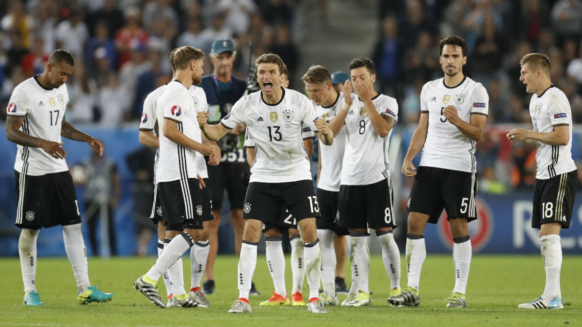 Alemania celebra la victoria en la tanda de penaltis. (Reuters)