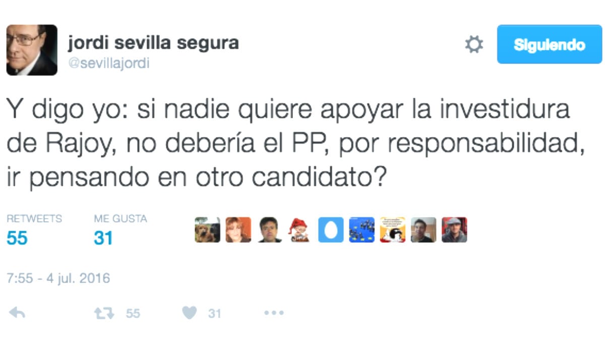 El responsable económico del PSOE, Jordi Sevilla, propone ahora que el PP cambie de candidato (Foto: Twitter)