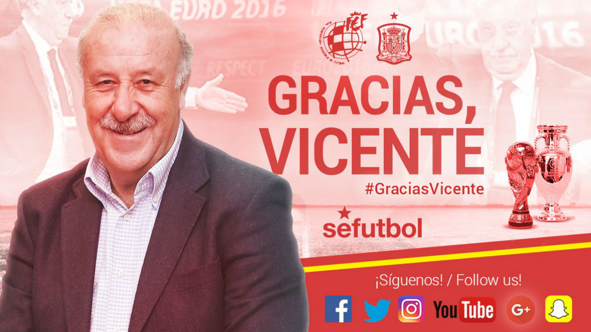 Vicente del Bosque deja de ser seleccionador español. (Twitter RFEF)