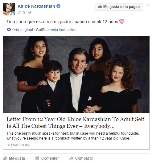 Carta Khloé Kardashian