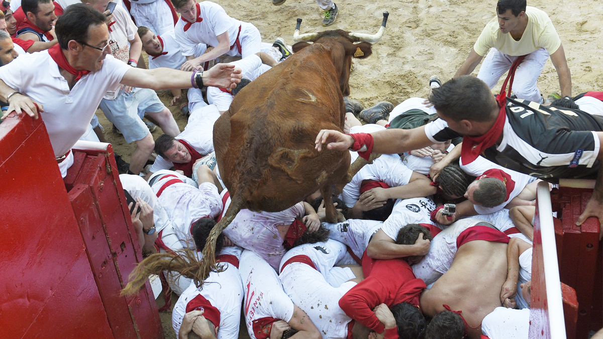 Entrada a la plaza de toros en el primero de los encierros de los Sanfermines 2016. (Foto: Reuters)