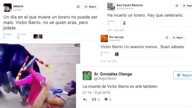 Las redes sociales se llenan de macabros mensajes celebrando la muerte del torero Víctor Barrio
