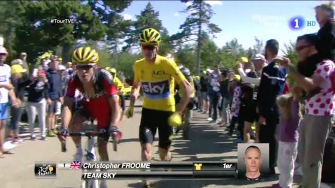 Chris Froome corriendo en el Mont Ventoux (TVE)