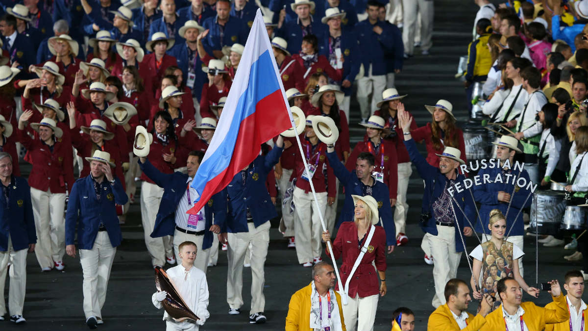 La expedición de Rusia desfila en los Juegos Olímpicos de Londres 2012. (Getty)