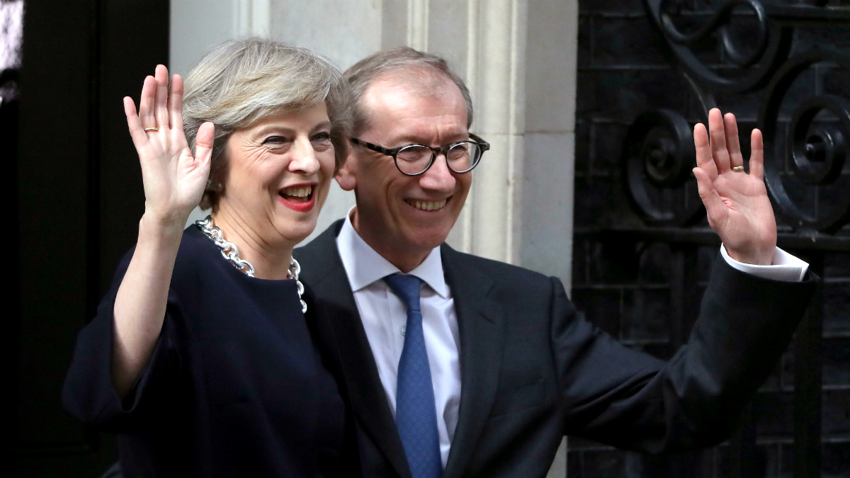 La primera ministra británica, Theresa May, junto a su marido (Foto: GETTY).
