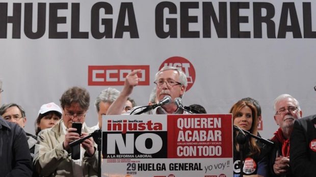 Fernández Toxo en la huelga general contra la reforma laboral