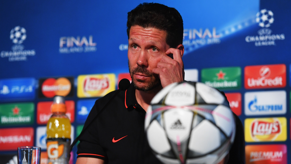 Simeone, en la rueda de prensa previa a la final de Champions. (Getty)
