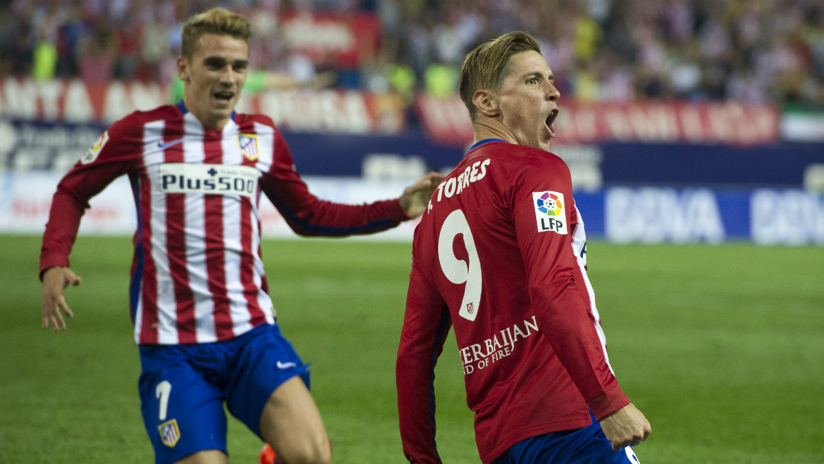 Torres celebra un gol con el Atlético. (AFP)