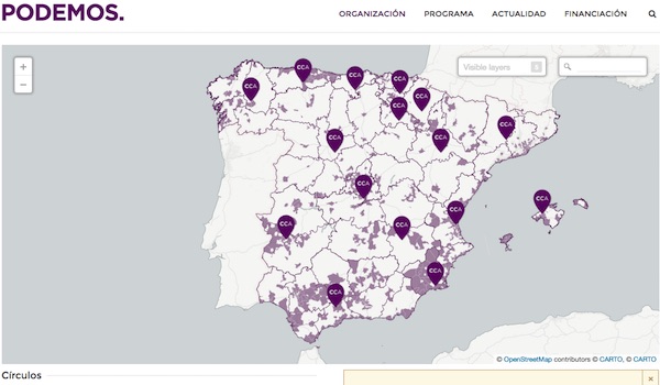 Mapa de los Círculos de Podemos
