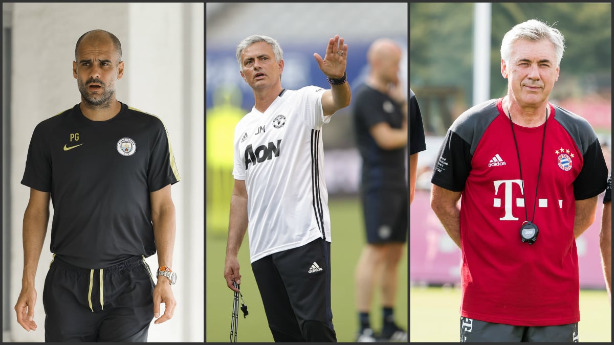 Guardiola, Mourinho y Ancelotti, los tres entrenadores mejor pagados. (Fotos Getty Images)