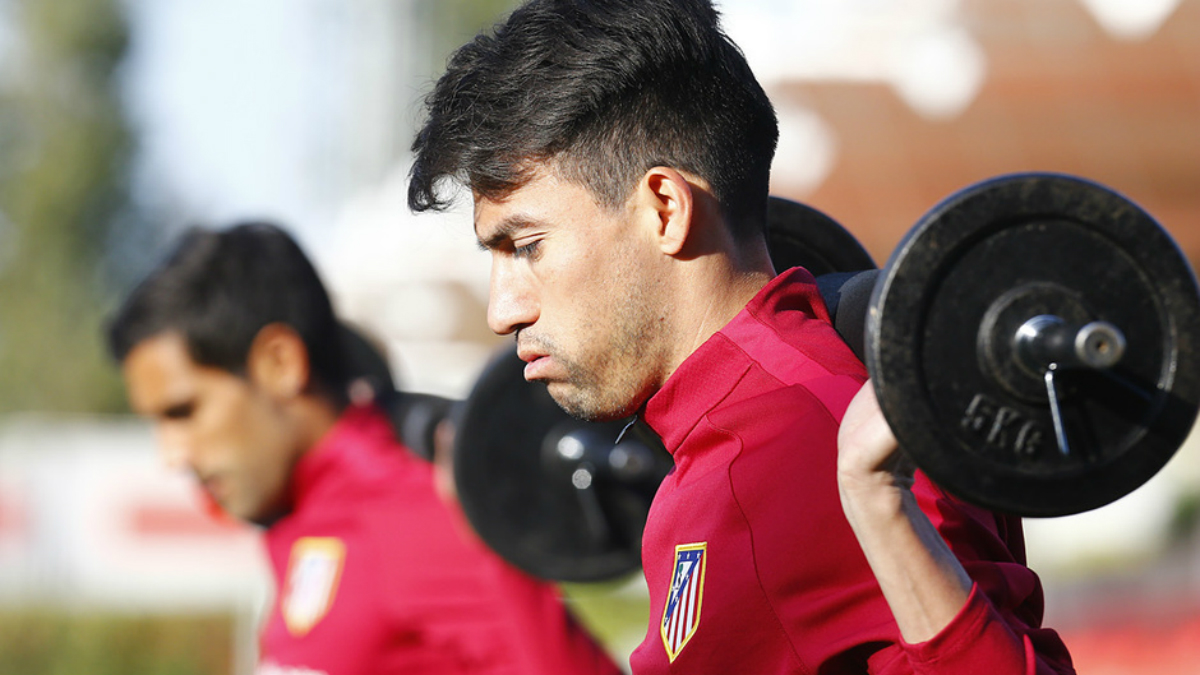 Nico Gaitán durante un entrenamiento con el Atlético