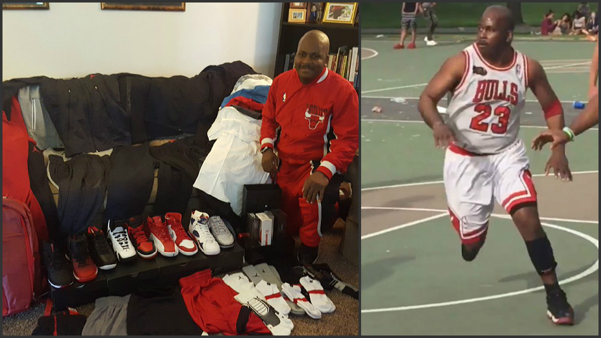 Jeffrey Harrison, imitador de Michael Jordan, ha recibido un tremendo kit de productos.