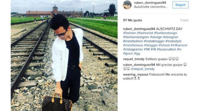 Un aspirante a instagramer de moda la lía en las redes banalizando Auschwitz