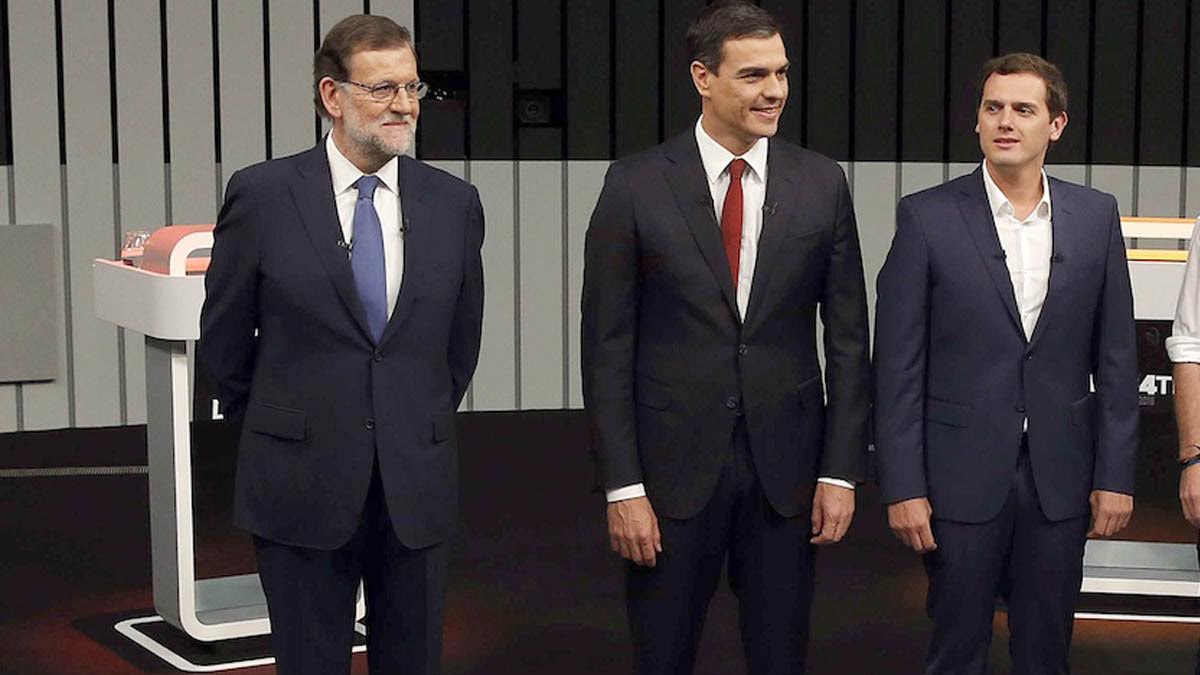 Rajoy, Sánchez y Rivera en una imagen de archivo (Foto: Efe).