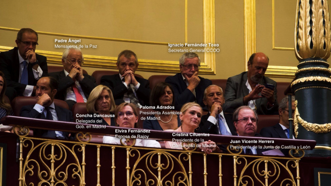 La esposa de Rajoy, Cifuentes, el Padre Ángel o la madre de Iglesias, en la tribuna de invitados