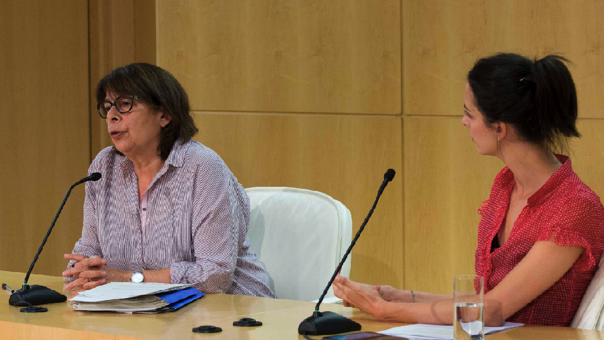 Inés Sabanés (edil de Medio Ambiente) y Rita Maestre (portavoz y líder de Proceso Adelante) en rueda de prensa. (Foto: Madrid)
