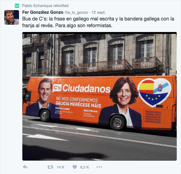 'Retuit' de Echenique sobre el autobús de campaña