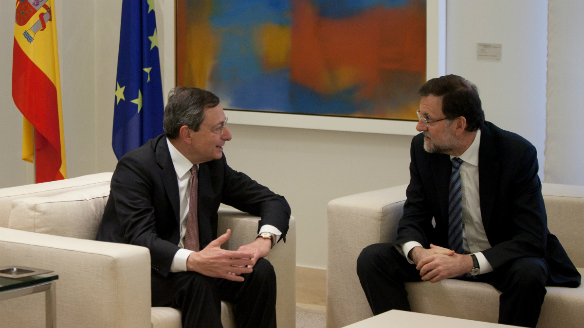 El presidente del BCE, Mario Draghi, junto a Mariano Rajoy (Foto: GETTY).