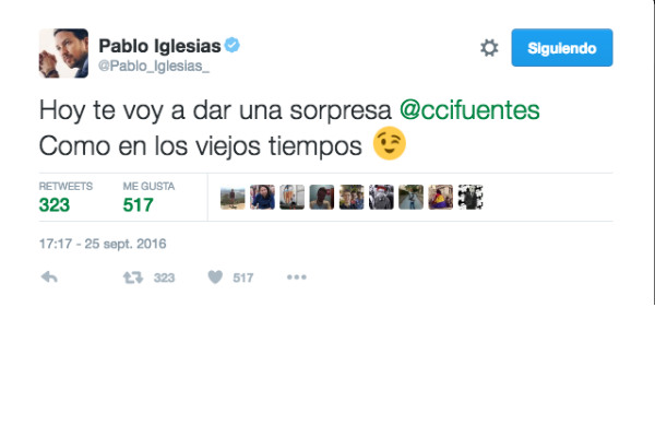 Tuit de Pablo Iglesias a Cristina Cifuentes (@Pablo_Iglesias_)