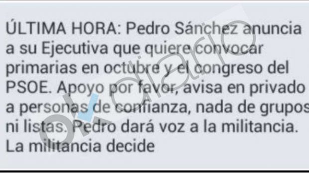 El mensaje que Sánchez pasa a los suyos para ganar el Congreso.