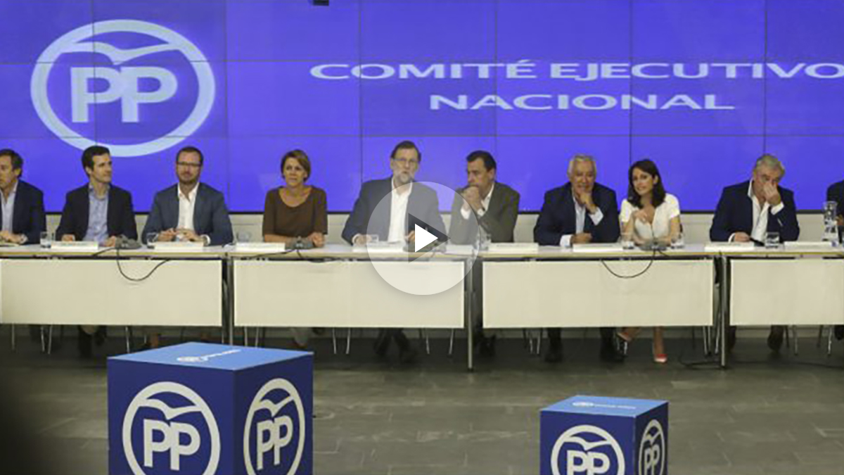 Vista general de la reunión la reunión del Comité Ejecutivo Nacional del PP, presidido por el presidente del Partido Popular y del Gobierno en funciones, Mariano Rajoy. (Foto:EFE)