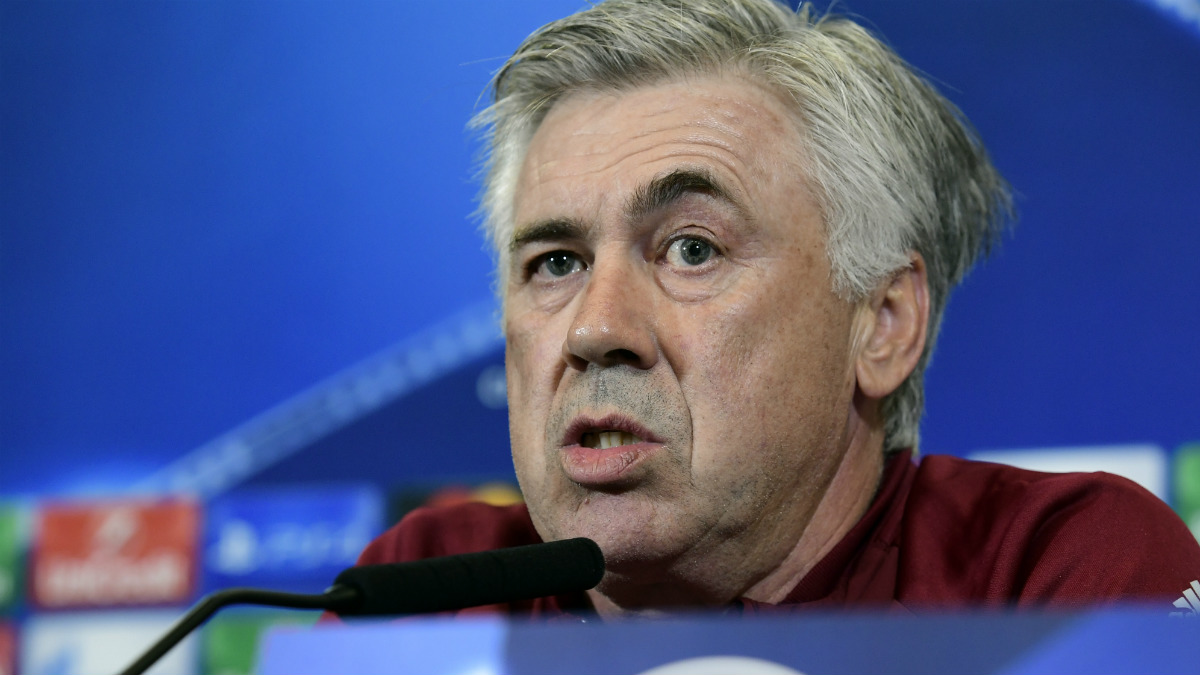 Ancelotti en la rueda de prensa previa al Atlético-Bayern. (AFP)