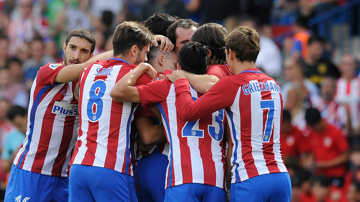 Los jugadores del Atlético celebran un gol en el Calderón. (Getty)