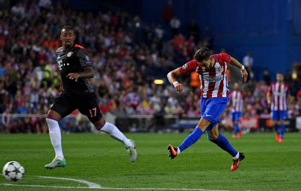 MADRID, SPAIN - SEPTEMBER 28: Yannick Ferreira Carrasco of Atletico Madrid scores the opening goal during the UEFA Champions League group D match between Club Atletico de Madrid and FC Bayern Muenchen at the Vicente Calderon Stadium on September 28, 2016 in Madrid, Spain. (Photo by David Ramos/Getty Images)
