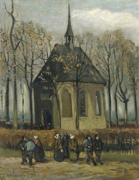 'Congregación saliendo de la reformada Iglesia de Nuenen' fue pintado por Van Gogh entre 1884 y 1885.