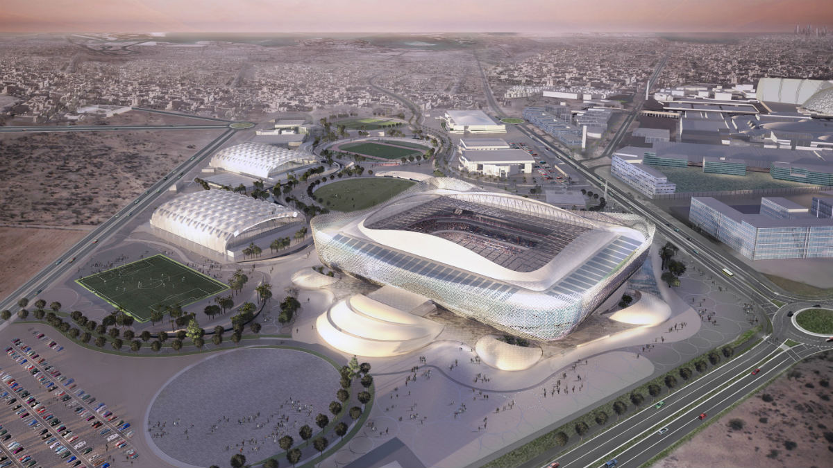 Una maqueta de los estadios de Qatar 2022. (Getty)
