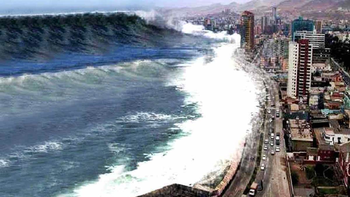 Recreación de un tsunami.