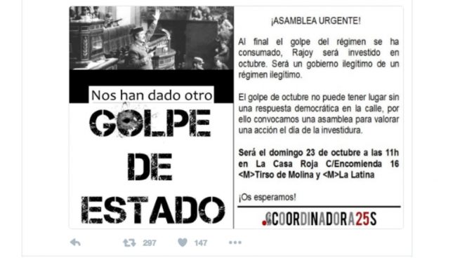 Los organizadores de ‘Rodea el Congreso’ planean protestas el día de la investidura de Rajoy