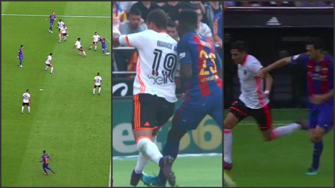 Undiano encendió a Mestalla: el Valencia protestó un gol ilegal, un penalti a favor no pitado y una expulsión perdonada a Busquets
