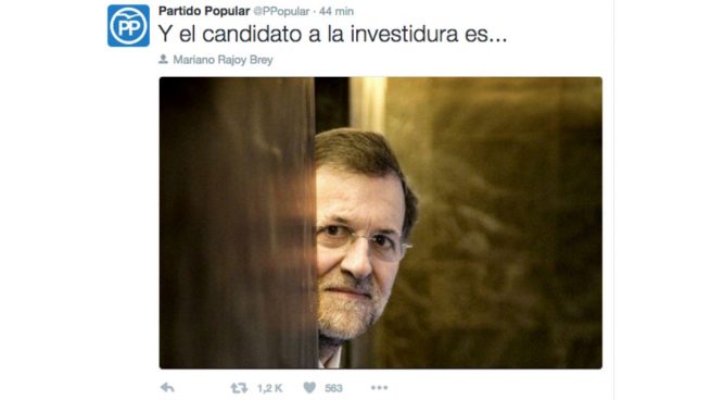 El PP anuncia con humor la candidatura de Rajoy en Twitter