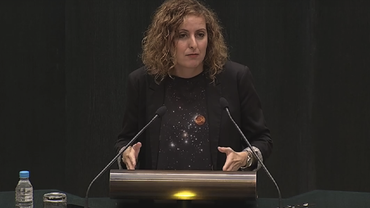 Carlota Merchán, este viernes en el Pleno del Ayuntamiento de Madrid. (Foto: YT)