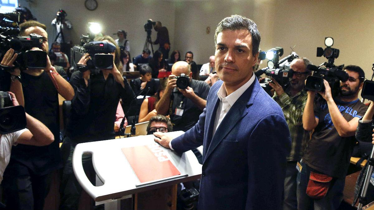 Pedro Sánchez, en la renuncia a su escaño en el Congreso.
