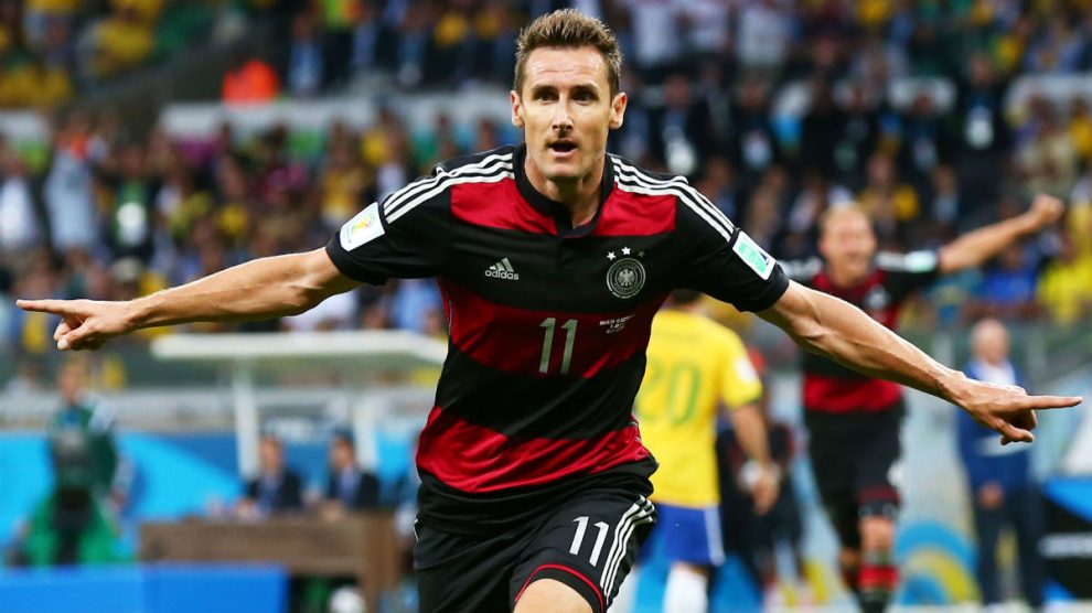 Klose celebra un gol con Alemania durante el Mundial de Brasil 2014. (Getty)